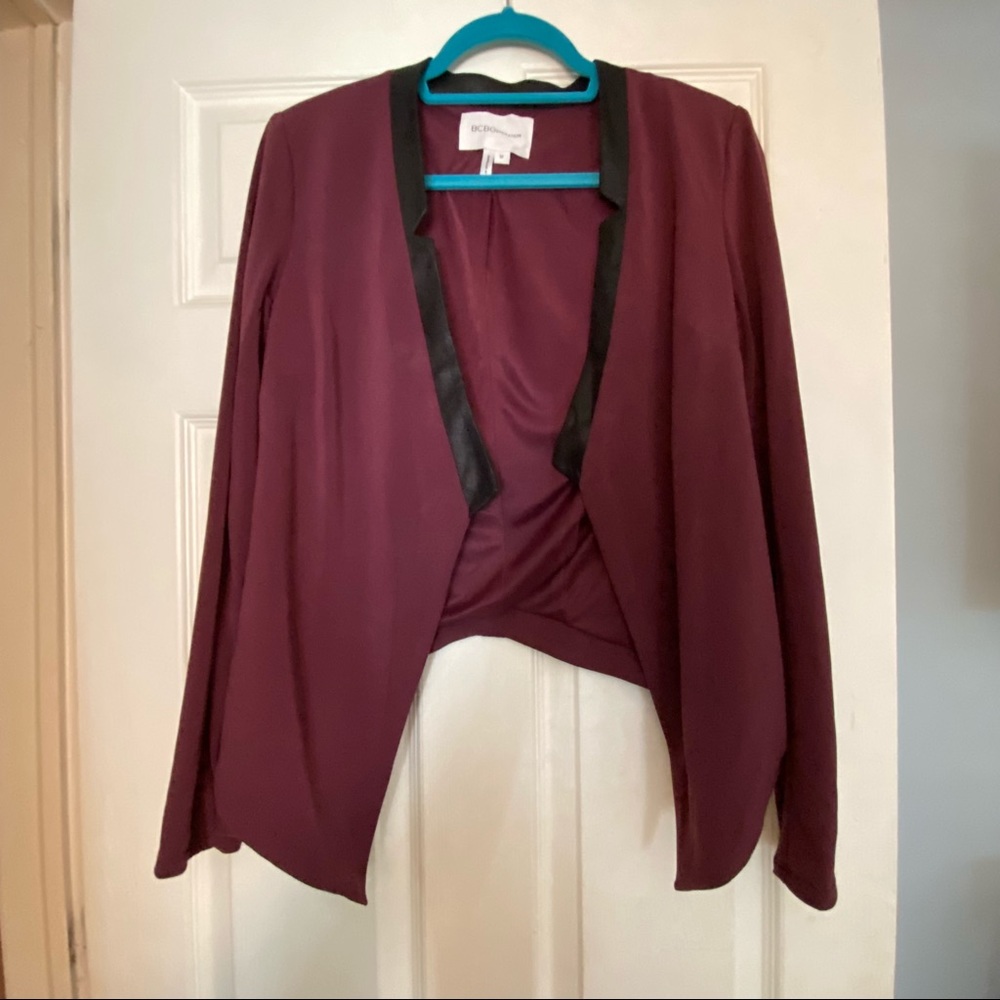 BCBG leather trim blazer